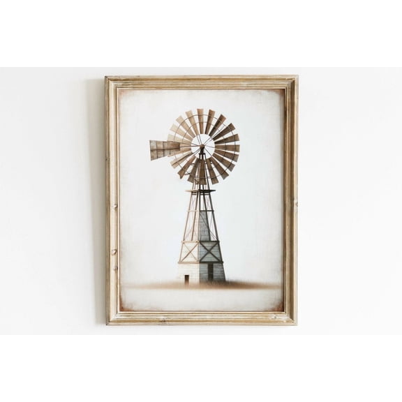 Vintage Windmill Wall Art, Windmill Art Print, Modern Farmhouse Wall Decor, Homestead Farm Theme Wall Art, Country Style Home Decor Wall Art, Modern Wall Decor, 8x12 UNFRAMED