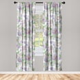 thumbnail image 1 of Vintage Window Curtains, Alstroemeria Flowers and Leaves Hand-Drawn Art on Plain Back, Lightweight Decor 2-Panel Set with Rod Pocket, Pair of - 28"x95", Peacock Green and Pale Purple, by Ambesonne, 1 of 3