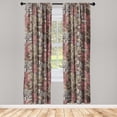 thumbnail image 1 of Vintage Window Curtains, Floral Theme Colorful Hand-Drawn Linear Style Flowers and Leaves Art, Lightweight Decor 2-Panel Set with Rod Pocket, Pair of - 28"x63", Pale Mustard and Brown, by Ambesonne, 1 of 1