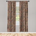 thumbnail image 1 of Vintage Window Curtains, Repeating Flowers Pattern Hand-Drawn Floral Theme Illustration Art, Lightweight Decor 2-Panel Set with Rod Pocket, Pair of - 28"x63", Dark Rosewood and Brown, by Ambesonne, 1 of 3