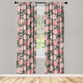 thumbnail image 1 of Vintage Window Curtains, Repeating Pattern of Pink-Tone Flowers Summer Floral Theme Art, Lightweight Decor 2-Panel Set with Rod Pocket, Pair of - 28"x63", Dark Coral and Olive Green, by Ambesonne, 1 of 3