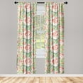 thumbnail image 1 of Vintage Window Curtains, Repetitive Leaves with Spring Flowers Minimalistic Grunge Ornament, Lightweight Decor 2-Panel Set with Rod Pocket, Pair of - 28"x95", Burnt Sienna Apple Green, by Ambesonne, 1 of 3