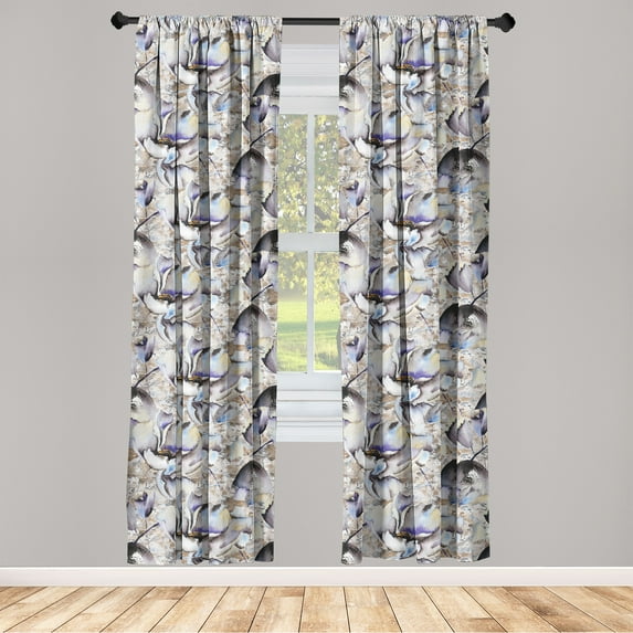 Vintage Window Curtains, Retro Nostalgic Flowers Fine Art Style Brush Strokes Watercolor Print, Lightweight Decor 2-Panel Set with Rod Pocket, Pair of - 28"x95", Ceil Blue and Pale Brown, by Ambesonne