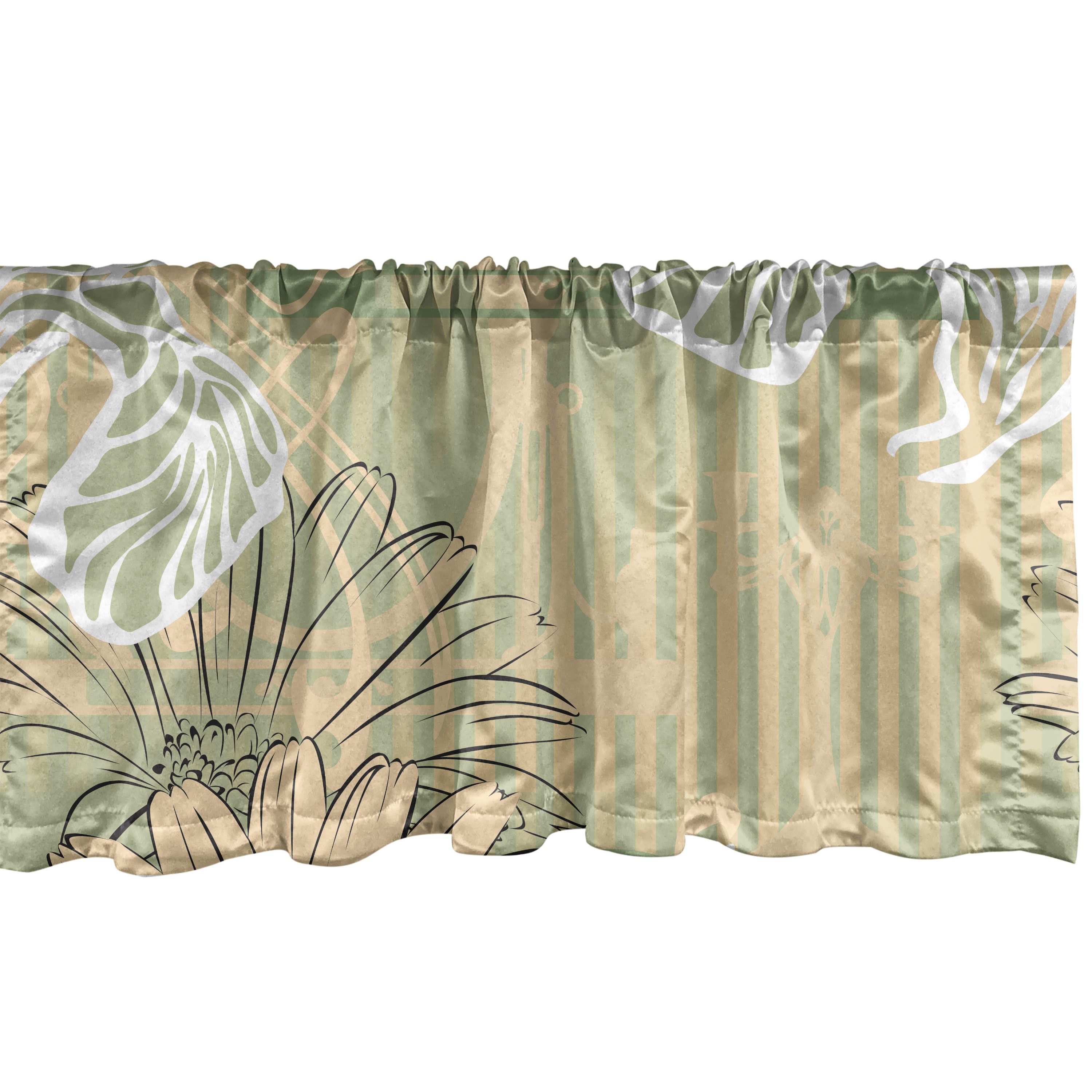 Vintage Window Valance, Art Nouveau Inspired Nostalgic Outline Bold ...