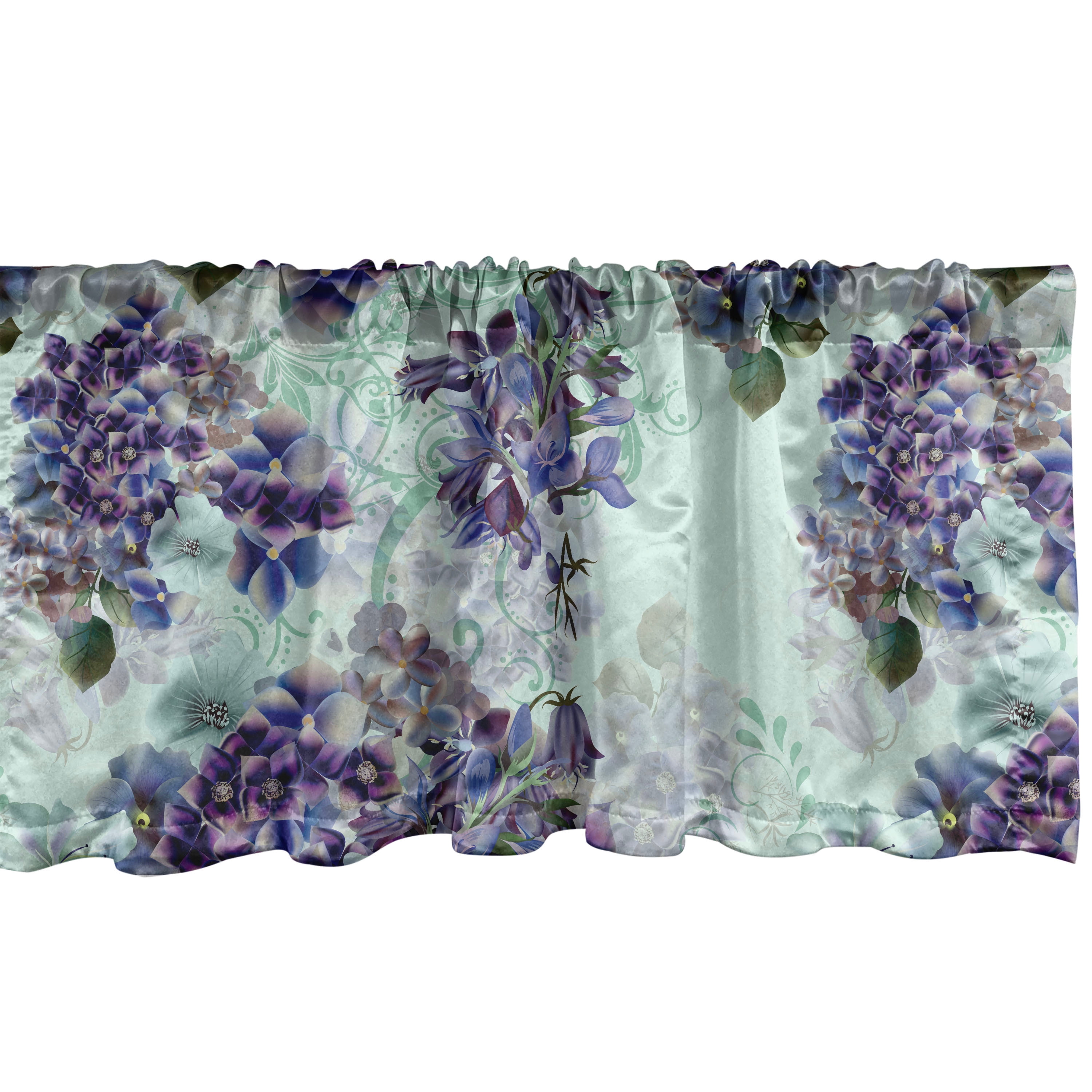 Vintage Window Valance, Detailed Colorful Flowers Leaves Pattern Floral ...