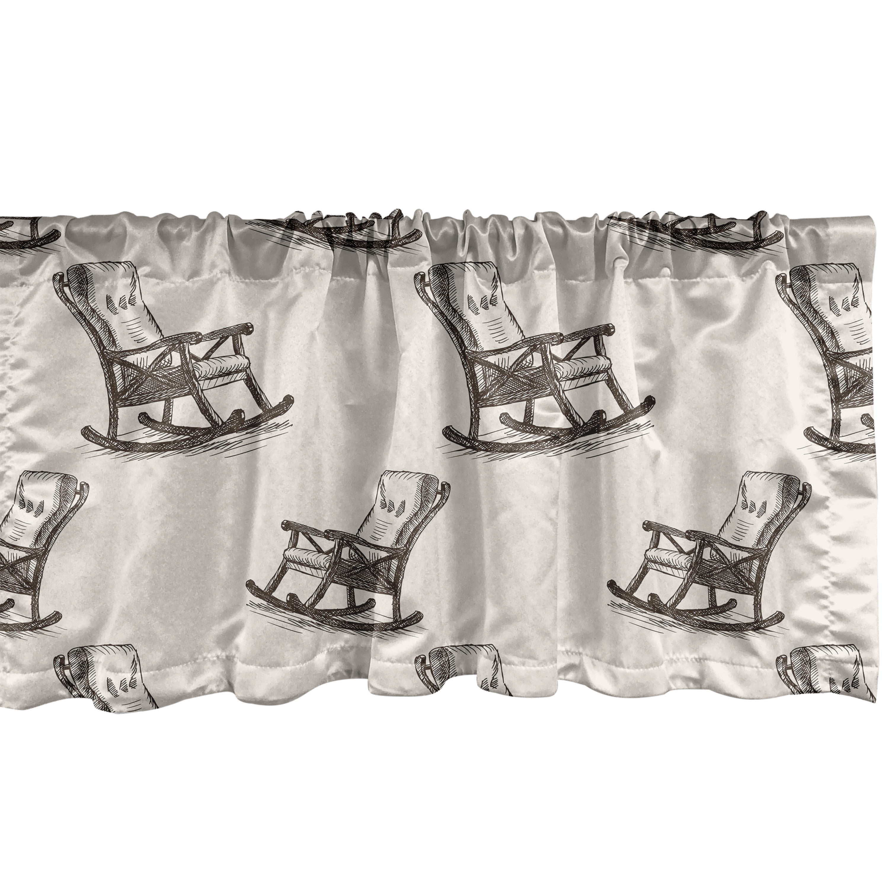 Vintage Window Valance, Nostalgic Design Rocking Chair Sketch Artwork ...