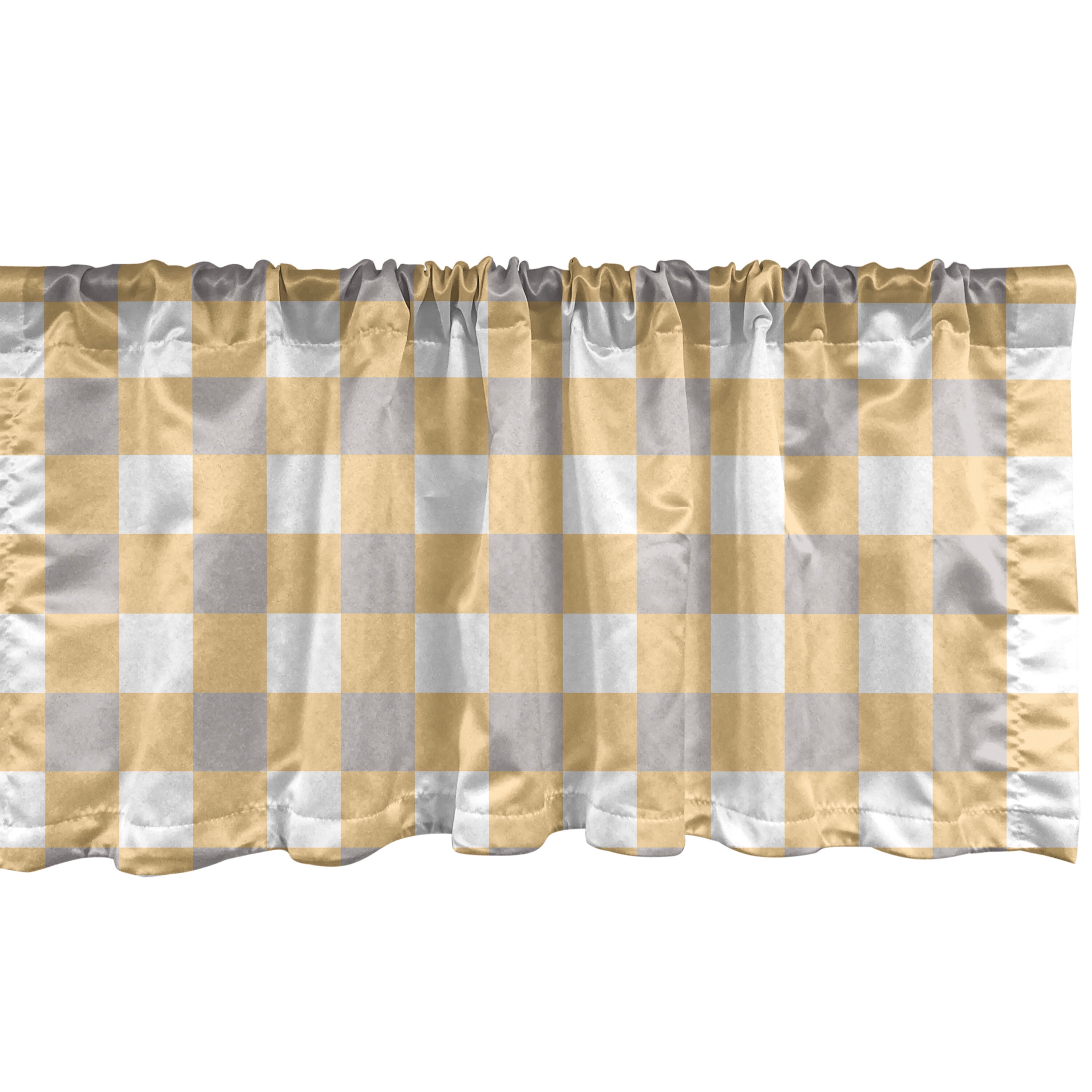 Ambesonne Vintage Window Valance, Old Fashioned Checkered Pattern in