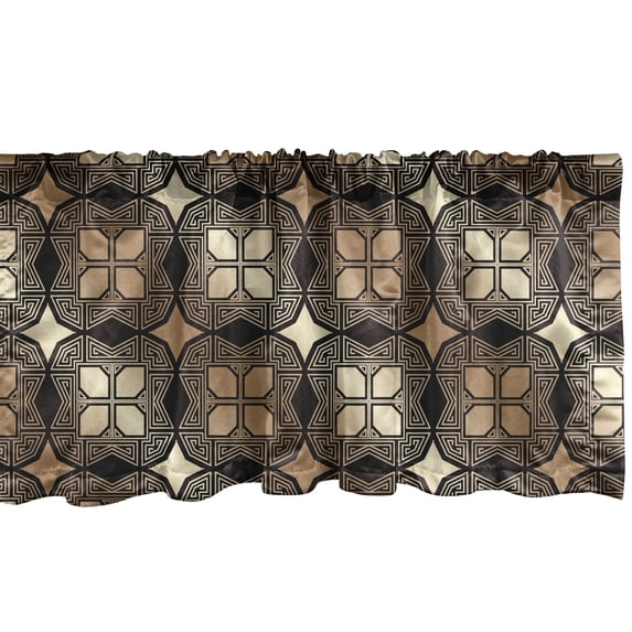 Ambesonne Vintage Valance Pack of 2, Art Deco Gatsby Squares, 54"X12", Black Camel and Champagne