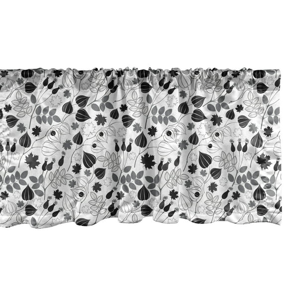 Ambesonne Vintage Valance Pack of 2, Greyscale Botanical Art, 54"X12", Charcoal Grey and Taupe Grey