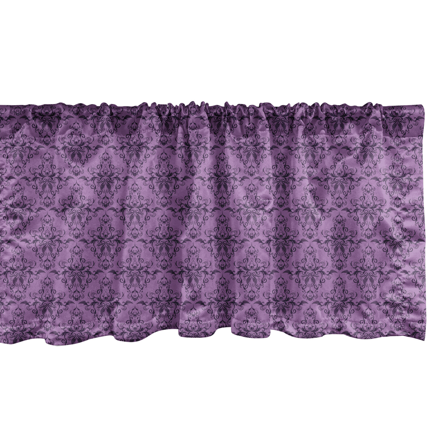 Purple Satin Damask Pattern Rod Pocket Valance, 54" x 12"