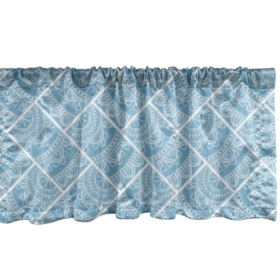 Ambesonne Vintage Valance Pack of 2, Paisley Style, 54"X18", Pale Slate Blue White