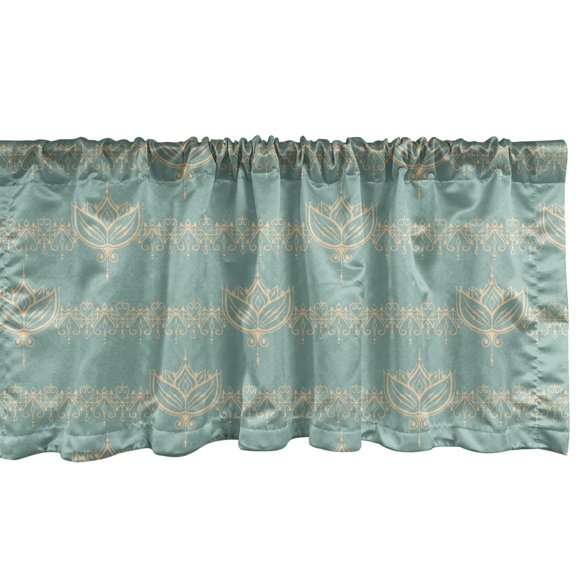 Ambesonne Vintage Valance Pack of 2, Lotus Flower Drawings Art, 54"X18", Pale Teal and Peach