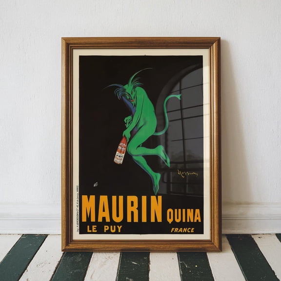Vintage Wine Art Nouveau French Bar Cart Decor For Man Cave Wall Art Print
