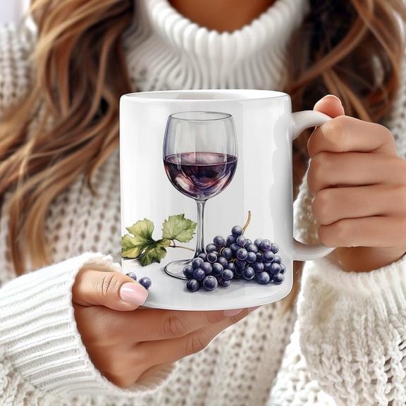 Vintage Wine B1Ottle Mug, Kitchen DE1cor, Restaurant DE1cor, Food Art, Frui, Ceramic Coffee Mug