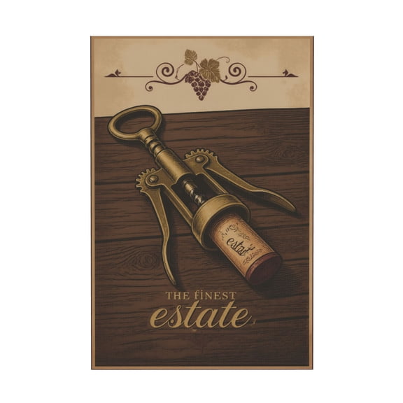 Vintage Wine Corkscrew and Cork Still Life Canvas Wall Art for Dining Room Bar Kitchen Rustic Decor 20x30 in