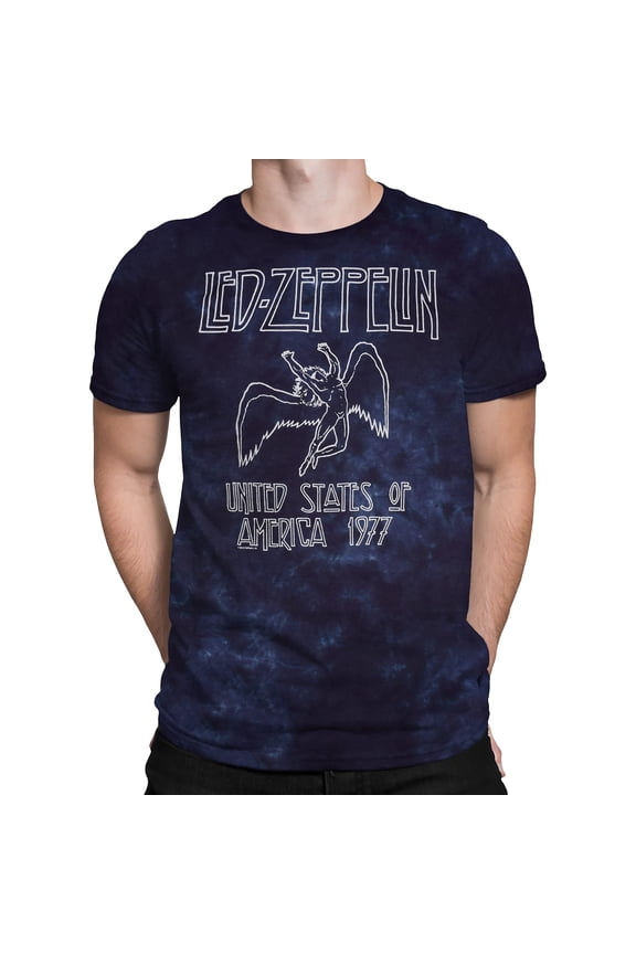 Vintage Winged Figure Graphic T-Shirt for Music Lovers - Led Zeppelin USA Tour '77 Design