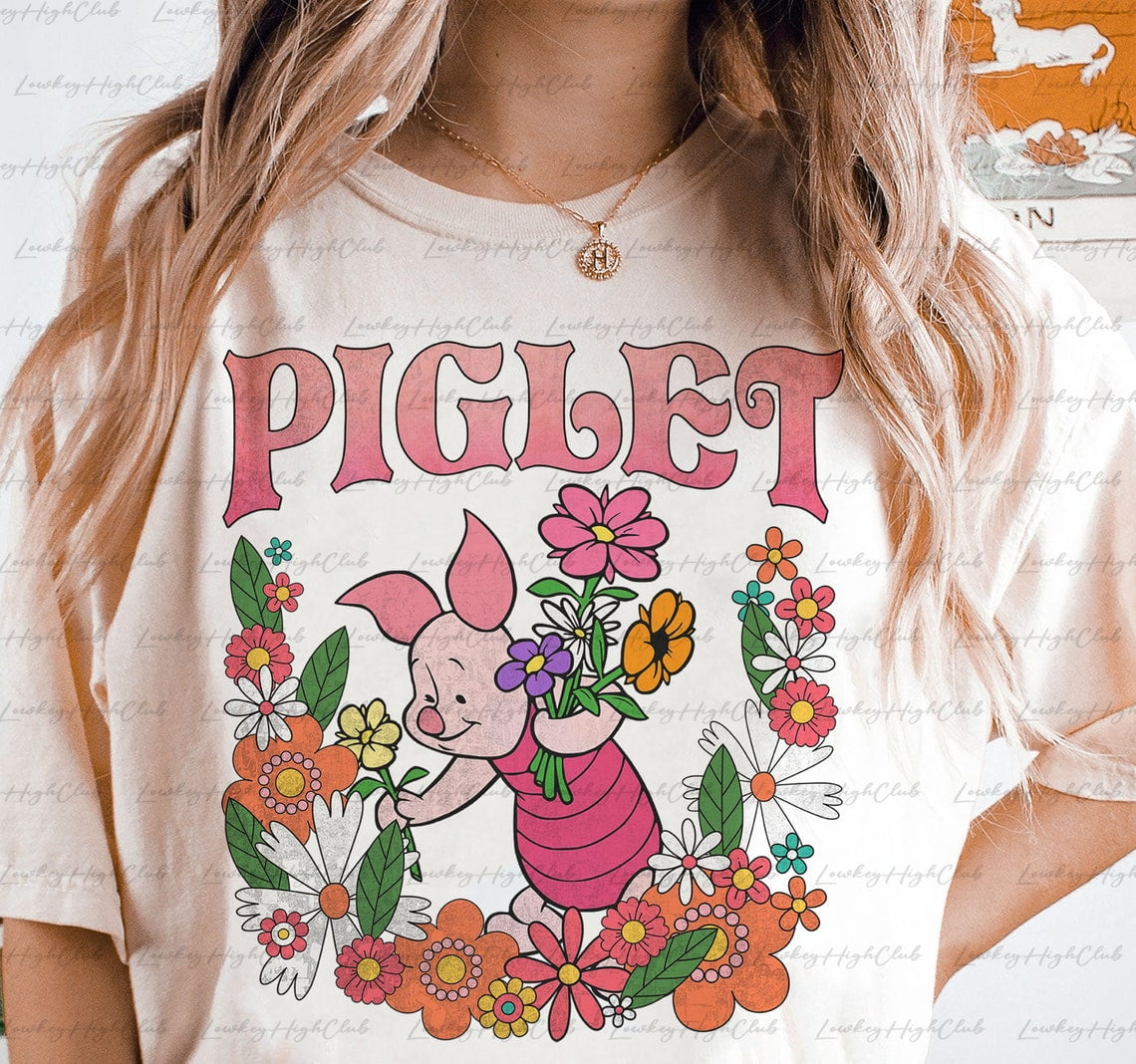 Vintage Winnie Piglet 90s Shirt, Retro Floral Piglet Shirt, Winnie The ...