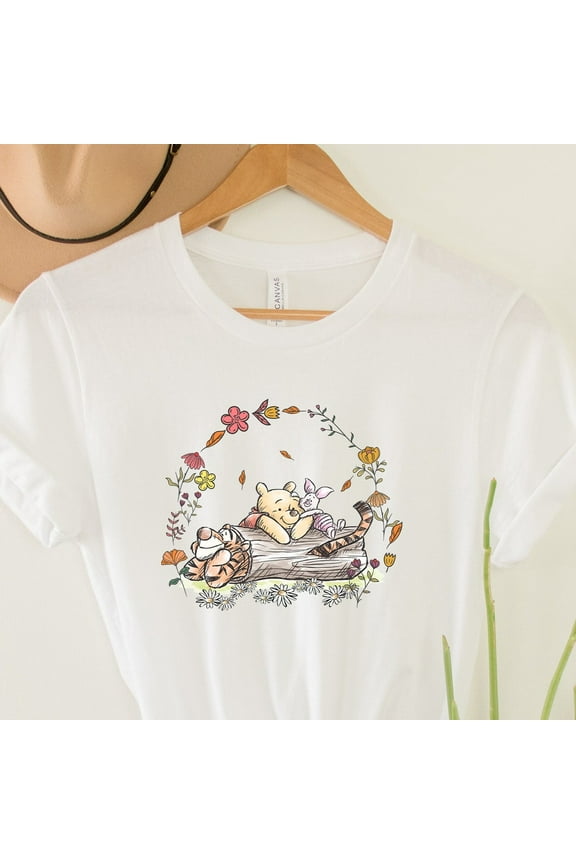 Vintage Winnie The Pooh Floral T-Shirt , Shirt , Floral Disney Shirt, Disney Woman Shirt, Pooh Bear Shirt, Piglet Shirts-5Xl Shirt