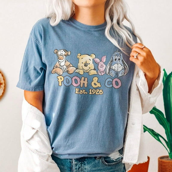 Vintage Winnie The Pooh and Co Est 1926 Comfort Colors T-shirt Family Tee,Moss Color,Size 3XL