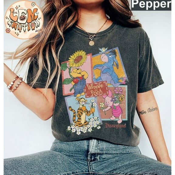 Vintage Winnie the Pooh Comfort Colors T-Shirt, Disney Pooh Bear and Friends, Disney Trip, Disneyland Shirt,Pepper color,size M