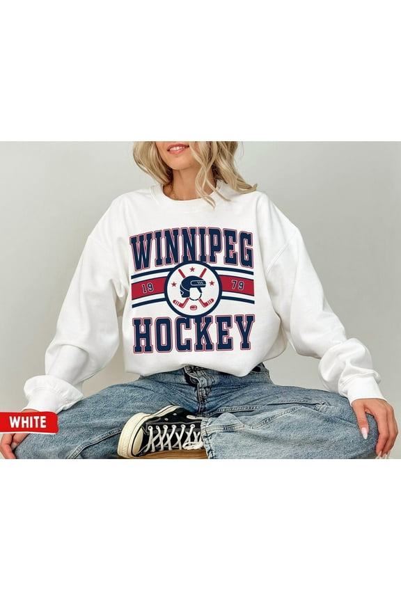 Vintage Winnipeg Sweatshirt, Jets Sweater, Hockey Fan Shirt, Retro Winnipeg Ice Hockey,white color,size 2XL
