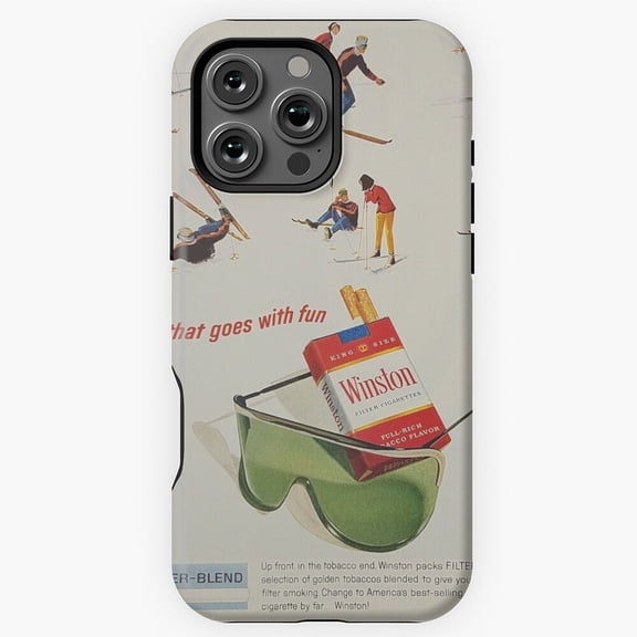 Vintage Winston Skiing Ad Phone Case for iPhone 16 15 14 13 12 11 Pro Max M890303