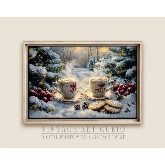 Vintage Winter Coffee Wall Art Print, Retro Coffee Shop Scene, Cozy Cottagecore Decor, Trendy Art UNFRAMED Poster, Wall Art for Decor, Present, 12x18