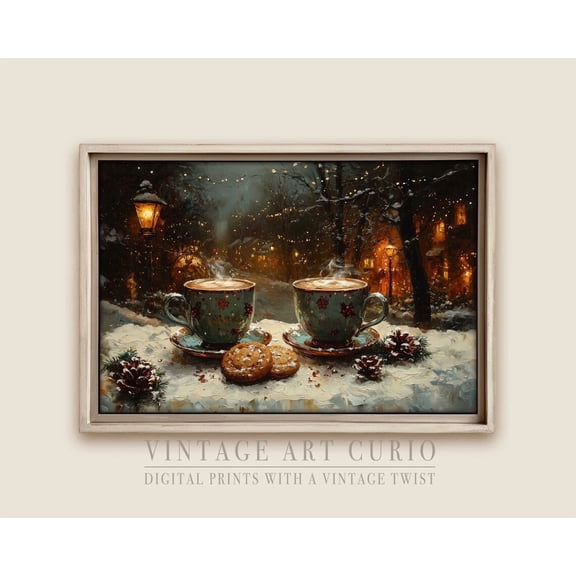 Vintage Winter Coffee Wall Art Print, Retro Coffee Shop Scene, Cozy Cottagecore Decor, Trendy Art UNFRAMED Poster, Wall Art for Decor, Present, 12x18