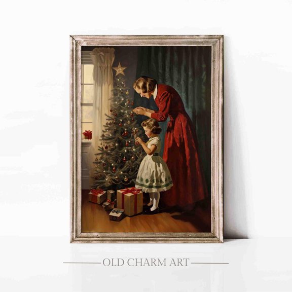 Vintage : Winter Cottage Art Poster, Unframed Canvas Size 12x18