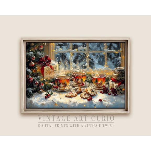 Vintage Winter Deer Print, Rustic Winter Forest Wall Art Home Decor #4144, 16x24 UNFRAMED