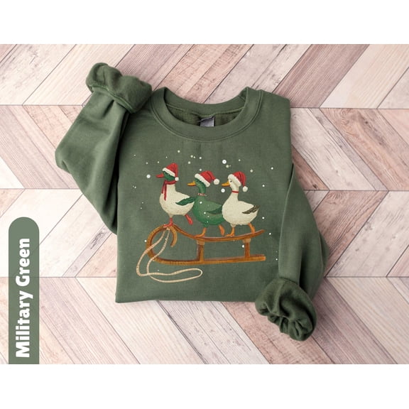 Vintage Winter Ducks Sweatshirt Animals Winter Sweatshirt for Womens Sweatshirts Farm Lover Winter Shirts Sweater26 Tshirt All Size S-5XL