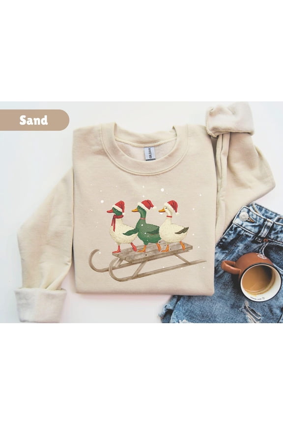 Vintage Winter Ducks Sweatshirt Animals Winter Sweatshirt for Womens Sweatshirts Farm Lover Winter Shirts Sweater431 Sweatshirt All Size S-5XL