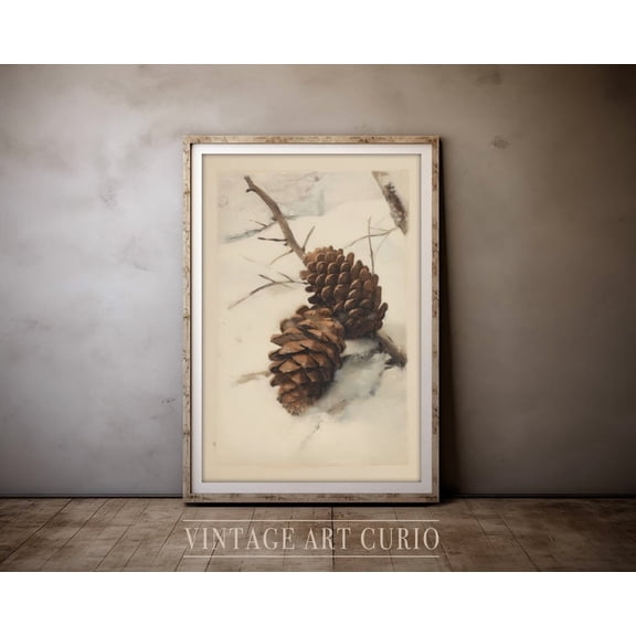 Vintage Winter Forest Print, Snowy Cottage Wall Art Home Decor #4538, 8x12 UNFRAMED