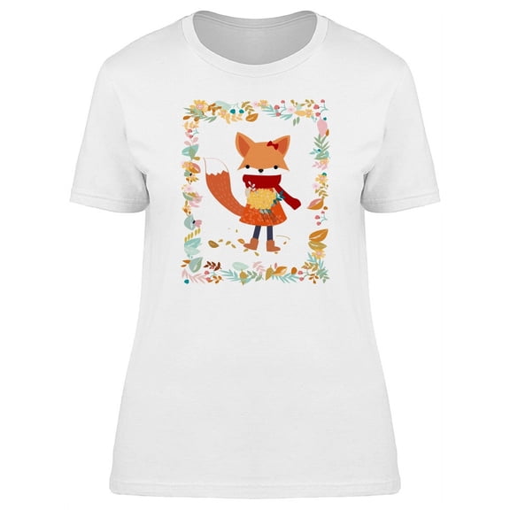 Vintage Winter Fox T-Shirt Women -Image by Shutterstock, Female Large