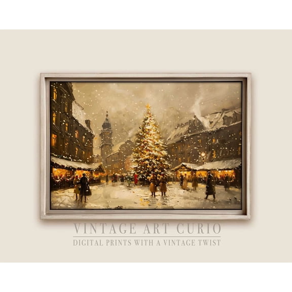 Vintage Winter German Berlin City Wall Art Print Rustic Farmhouse Scenery Cozy Cottagecore Decor, Unframed Paper Print