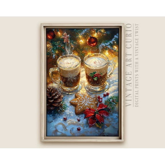 Vintage Winter Hot Chocolate Wall Art Print, Retro Hot Coco, Cozy Cottagecore Decor, Trendy Art Home Decor #151, 12x18 UNFRAMED