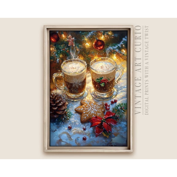 Vintage Winter Hot Chocolate Wall Art Print, Retro Hot Coco, Cozy Cottagecore Decor, Trendy Art UNFRAMED Poster, Wall Art for Decor, Present, 12x18