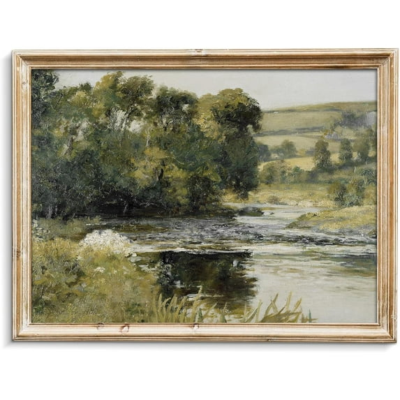 Vintage Winter Landscape Oil Painting, Antique Fox in Winter Christmas Wall Decor - Farmhouse Canvas Wall Art Decor - Retro Winter Landscape Watercolor Animal Picture Aesthetic(UNFRAMED)