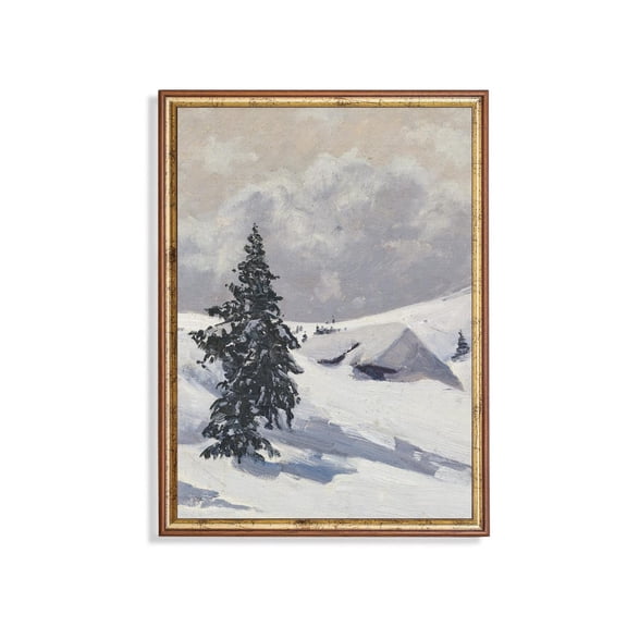 Vintage Winter Landscape Poster Snowy Alpine Scene Unframed Paper Print