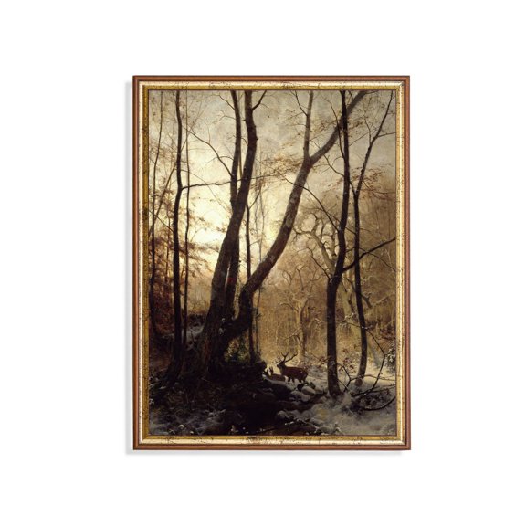 Vintage Winter Landscape , Rustic Snowy Morning Scene Physical Print Poster, Size 16x24 UNFFRAMED F03.1.7l541