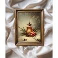 thumbnail image 1 of Vintage Winter Lantern Print, Red Star Winter Scene, Home Decor #3928, 12x18 UNFRAMED, 1 of 3