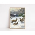 thumbnail image 1 of Vintage Winter Wall Art Decor Snowy Stag Deer Poster Rustic Farmhouse Poster, Stretched Canvas Size 8x12, 1 of 4