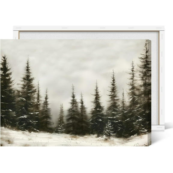 Vintage Winter Wall Art Winter Landscape Country Scenes Painting Poster Neutral Christmas Canvas Prints Picture Wall Decor Holiday Decoration Poster for Home Decor