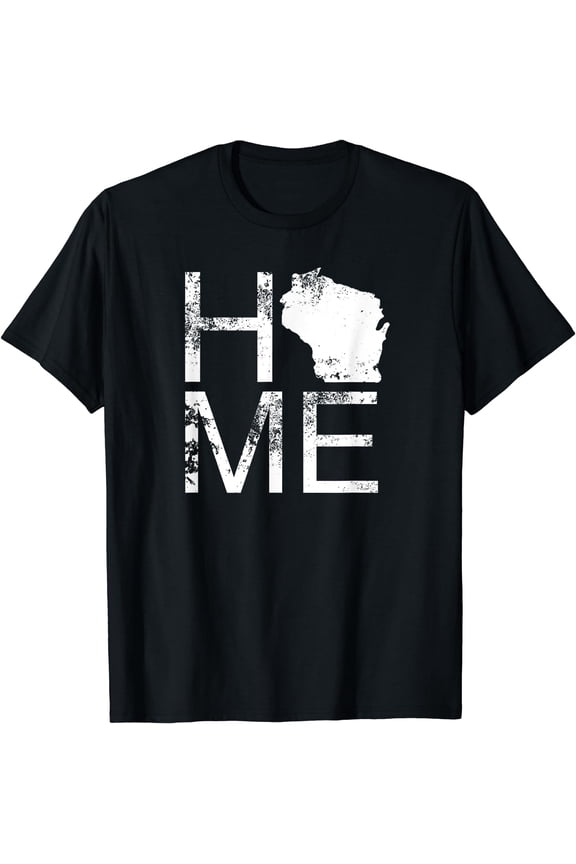 Vintage Wisconsin Home Map In Place Of O WI State Wisconsin T-Shirt