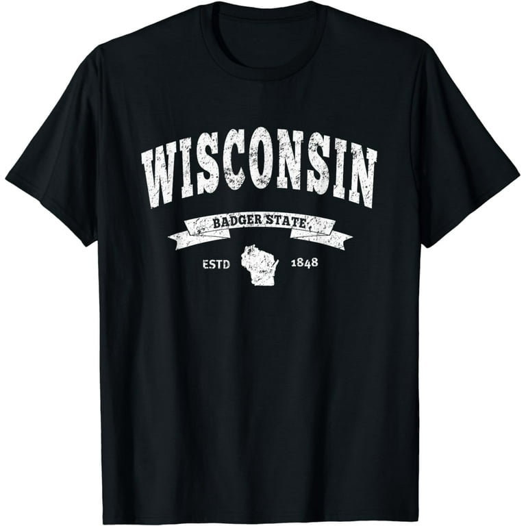 Vintage Wisconsin Shirt Distressed Tee Wi Badger State Vintage Wisconsin Shirt Distressed Tee Wi Badger State