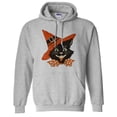 thumbnail image 1 of Vintage Witch Cat Hoodie Sweatshirt Unisex Small Grey, 1 of 5