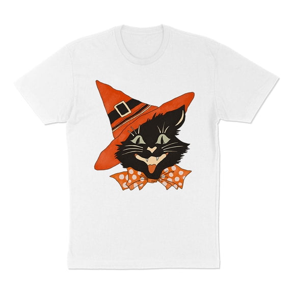 Vintage Witch Cat Shirt Unisex Large White
