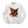 thumbnail image 1 of Vintage Witch Cat Sweatshirt Unisex Large White, 1 of 5