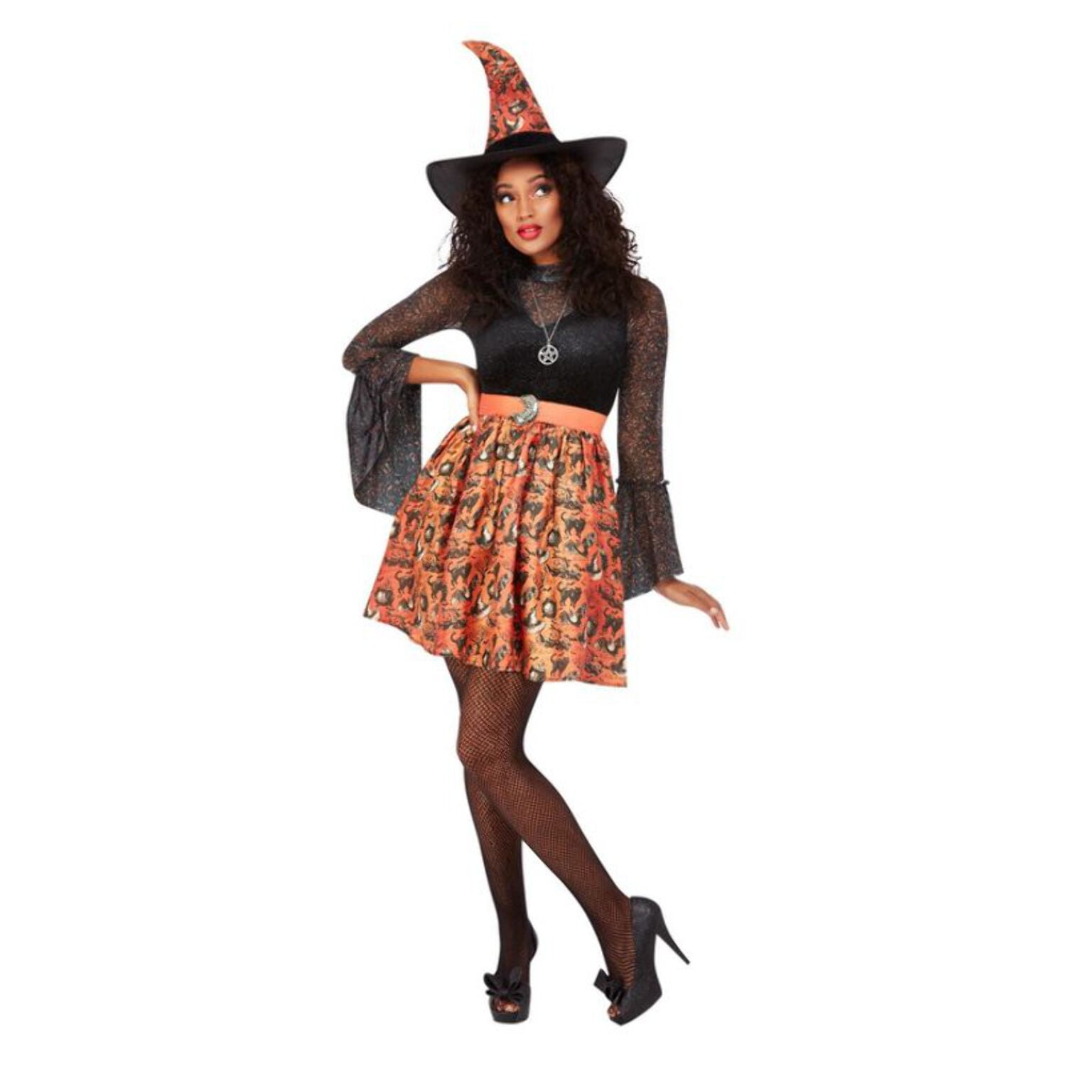 Vintage Witch Costume Orange Adult