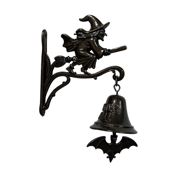 Vintage Witch Doorbell, Gothic Witch Decor, Halloween Decoration Doorbell, Wall Mounted Witch Bells with Broom, Holiday Event Party Decor